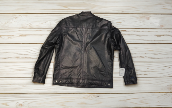 3 Zipper Black Leather Jacket - Image 3