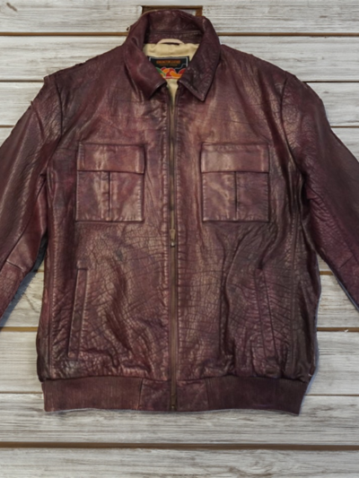 Aligator Brown Leather Jacket Front-resize