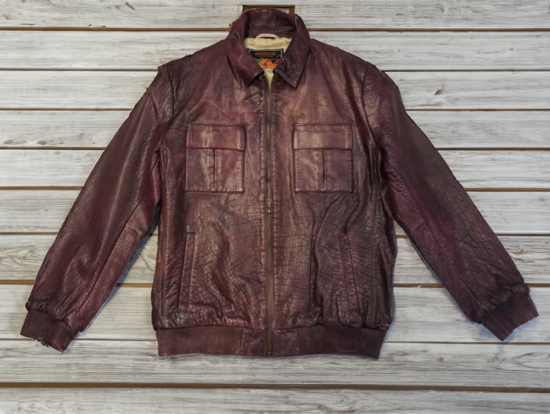 Aligator Brown Leather Jacket Front-resize