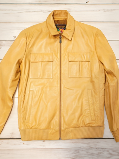 Mustard-Yellow-Leather Jacket - Front - resize